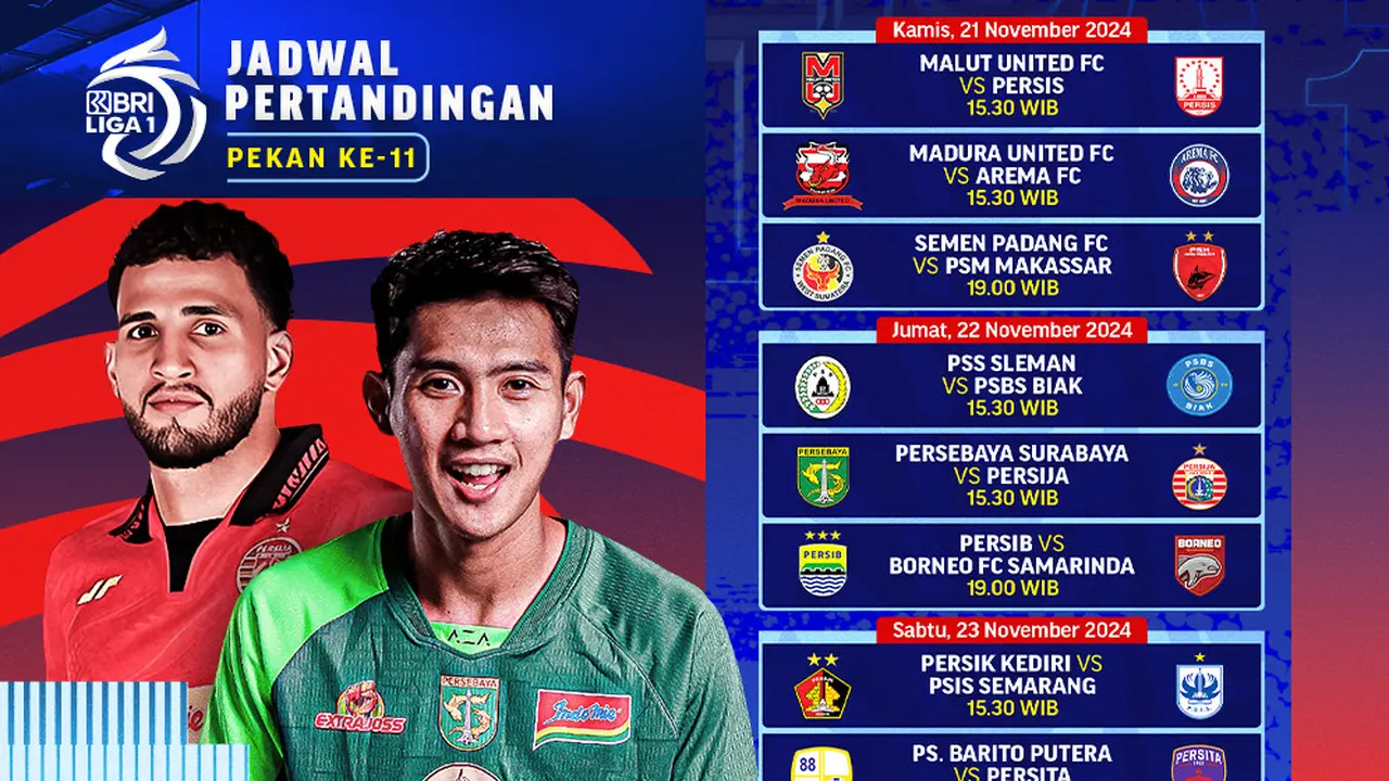 Jadwal BRI Liga 1 2024/25 Matchweek 11 di Vidio