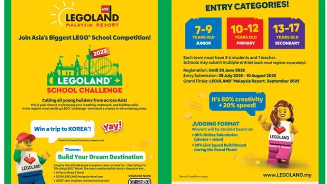 LEGOLAND Malaysia Tantang Siswa Merancang Destinasi Perjalanan Impian dengan Balok Lego Lewat School Challenge 2025.  foto: dok. LEGOLAND Malaysia Resort