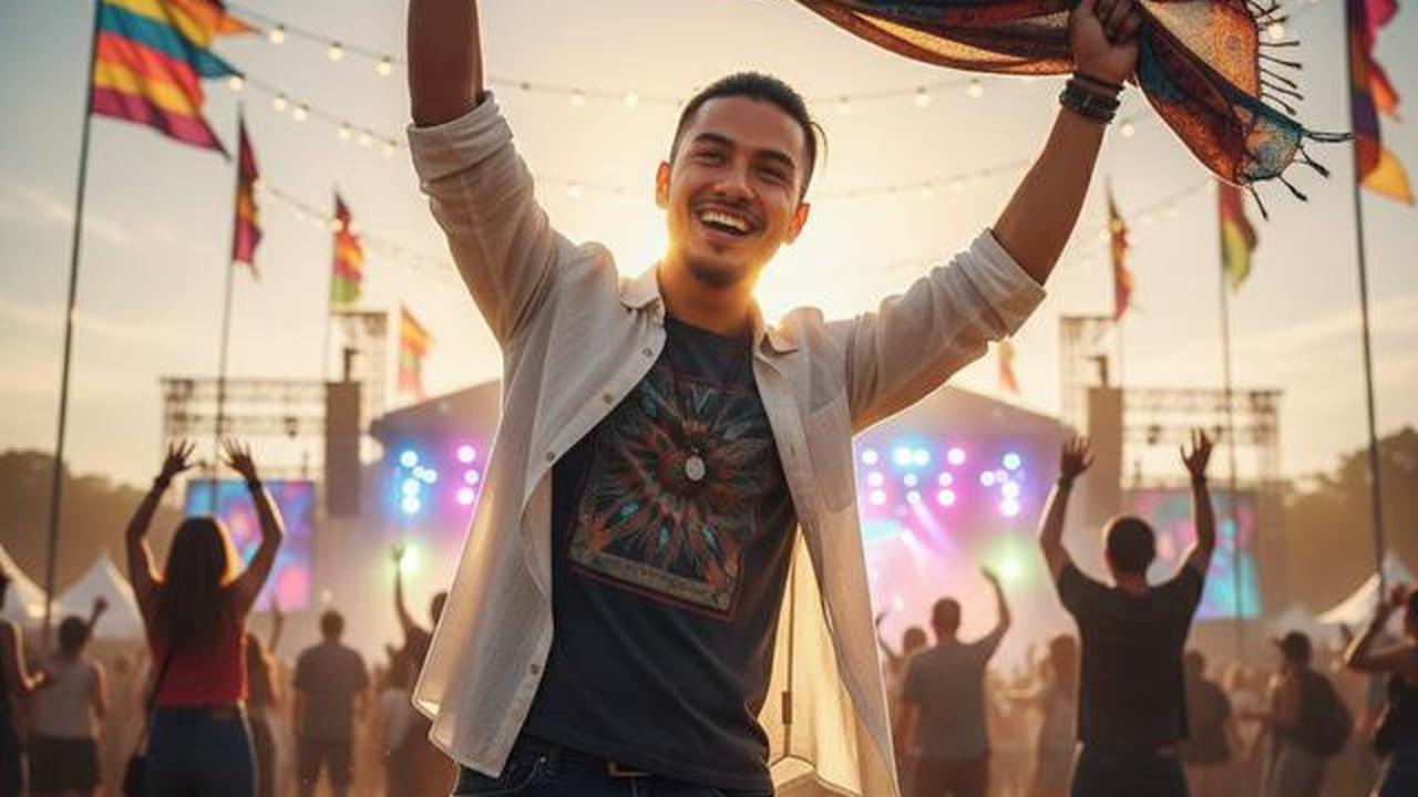 Prompt AI Edit Foto Festival Musik Gaya Boho Outdoor untuk Konten Media Sosial
