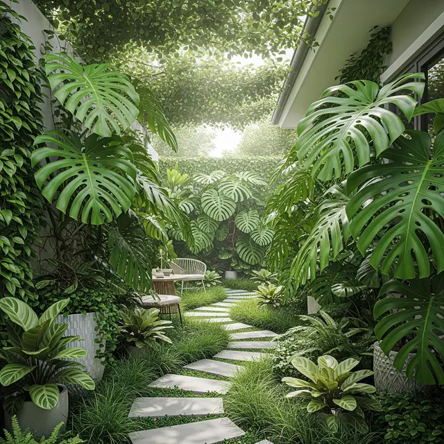 Kebun Monstera untuk Lorong Samping Rumah (AI Generated)