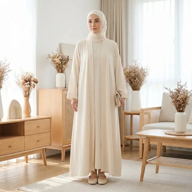 Model Set Abaya dan Inner Dress untuk Lebaran 2026