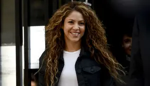 Istri bek Barcelona, Gerard Pique, yang juga penyanyi kondang, Shakira, di Madrid pada 27 Maret 2019. (AFP/Oscar Del Pozo)