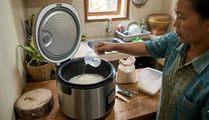 Masak Nasi Pakai Magic Com (Foto: Gemini AI)