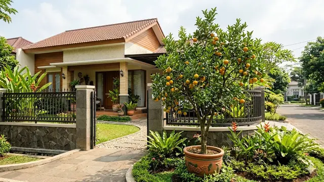 Pohon Buah Berakar Tidak Merusak Pondasi Pagar