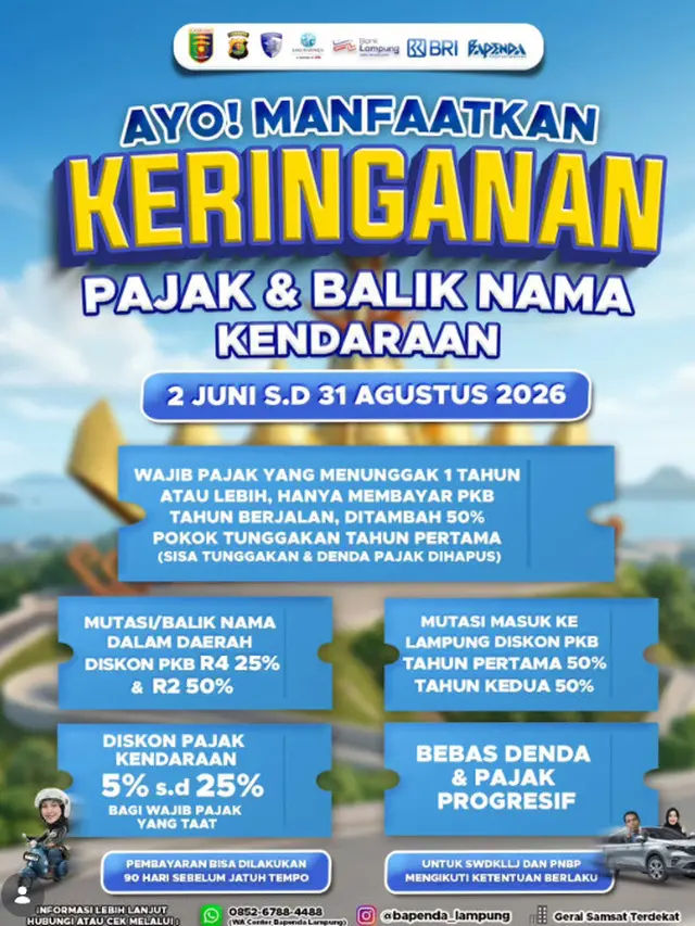Pemutihan Pajak Kendaraan di Lampung Agustus 2026