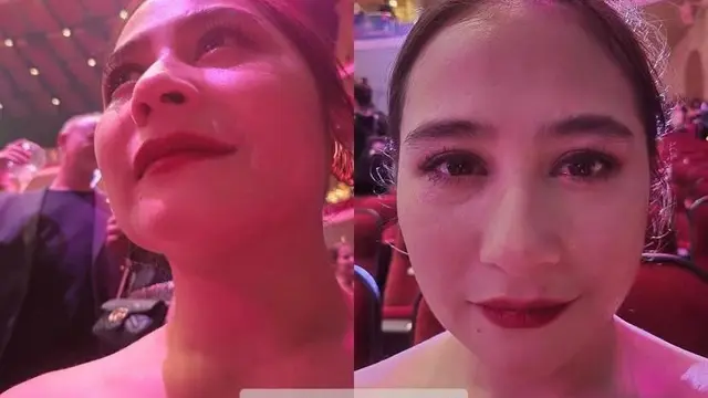 Gaya Glamor Prilly Latuconsina Pakai Off Shoulder Dress saat Nonton Final Show Adelle di Las Vegas