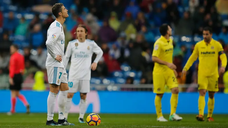 Ekspresi Ronaldo Saat Real Madrid Dipermalukan Villarreal