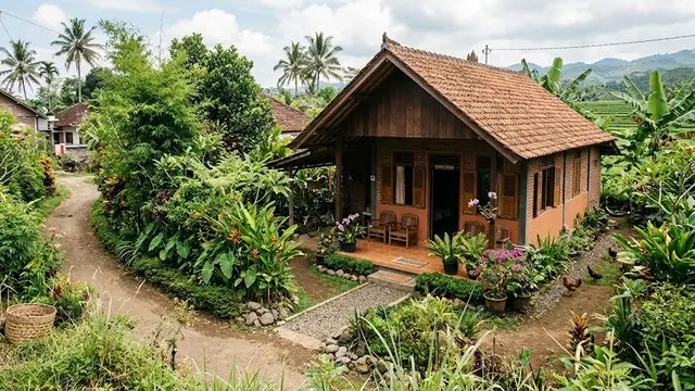 Model Rumah Desa Sederhana tanpa Pagar tetapi Tetap Privat