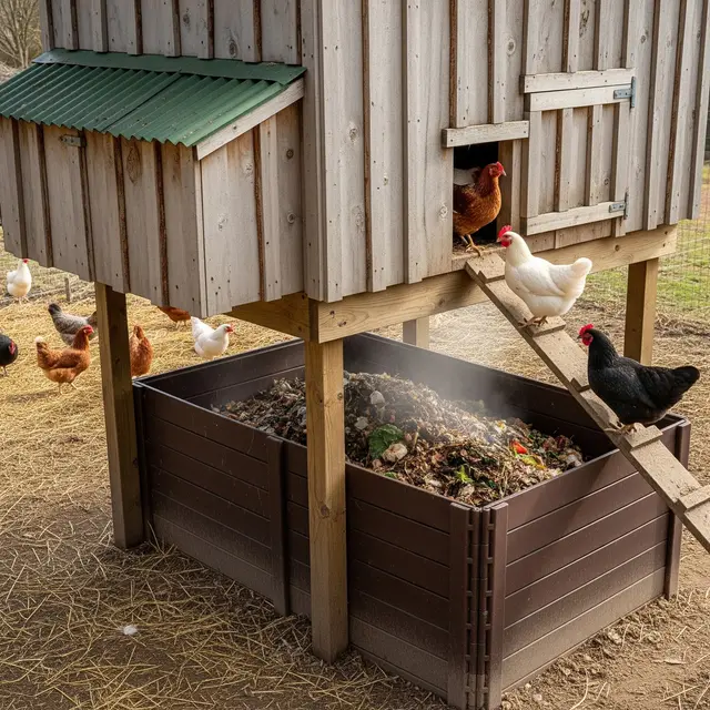 Desain Kandang Ayam dengan Tempat Pengolahan Kotoran Jadi Pupuk