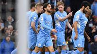 Manchester City merayakan gol ke gawang Leicester City di Boxing Day Liga Inggris (AFP)