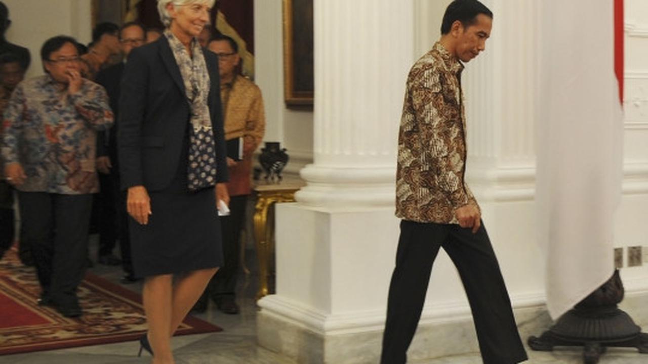Keakraban Jokowi dan petinggi IMF saat bertemu di Istana