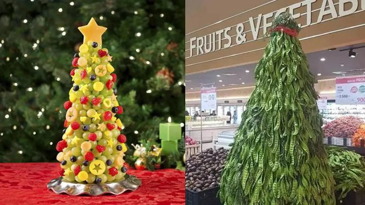 8 Potret Pohon Natal yang Terbuat dari Buah dan Sayur, Bisa Langsung Dimakan