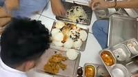 Momen Mukbang Siswa SMA, Tumpuk Jadi Satu Jatah Makanan Bergizi Gratis. (Dok: TikTok @xiigarettess )