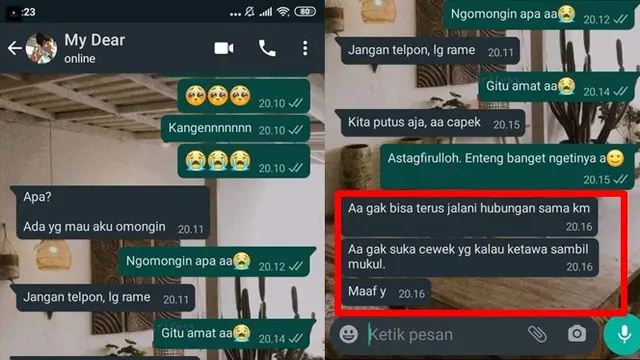 7 Chat WhastApp Pacar Minta Putus, Ada yang Tertawa Sambil Memukul