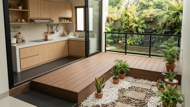 Dapur Menggunakan Lantai Decking Kayu
