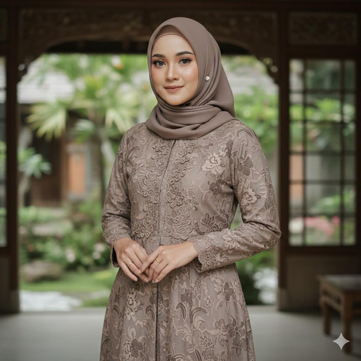 10 Gamis Batik Brokat Warna Netral Favorit 2026, Cocok untuk Berbagai Acara