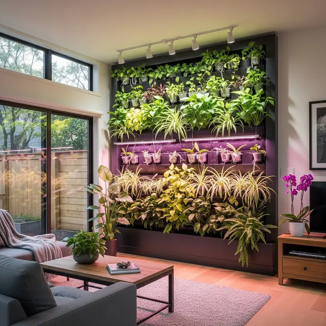 Rumah Kecil Modern dengan Taman Vertikal di Dalam Rumah (Image by Gemini AI)