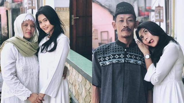 Nanda Mei Sholiha dilahirkan sebagai anak pertama di keluarganya. Ini potret Nanda saat bersama orangtuanya.