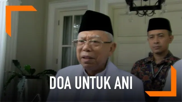 Calon wakil presiden nomor urut 01, Ma'ruf Amin mendoakan mantan ibu negara, Ani Yudhoyono lekas sembuh dari sakit kanker darah.