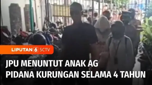 Terdakwa anak AG dituntut pidana kurungan selama 4 tahun oleh JPU dalam sidang lanjutan perkara penganiayaan berat terhadap DO, di Pengadilan Negeri, Jakarta Selatan, Rabu sore.