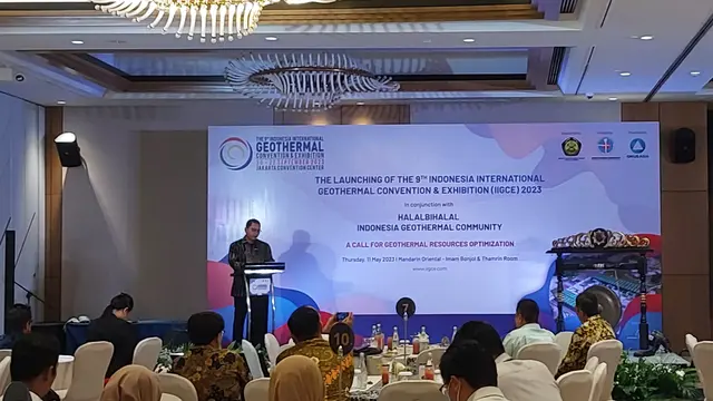 Launching The 9th Indonesia International Geothermal Convention & Exhibition (IIGCE) 2023 atau pameran panas bumi berskala internasional. (Arief/Liputan6.com)