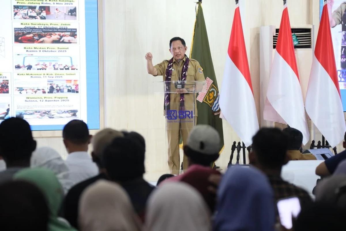 Mendagri saat menghadiri acara Peluncuran Program BSPS secara Nasional Tahun Anggaran 2026