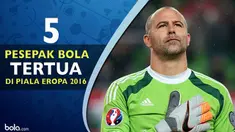 Video lima pemain sepak bola tertua yang bermain di Piala Eropa 2016, Salah satunya Gabor Kiraly pemain asal Hungaria yang berumur 40 tahun.