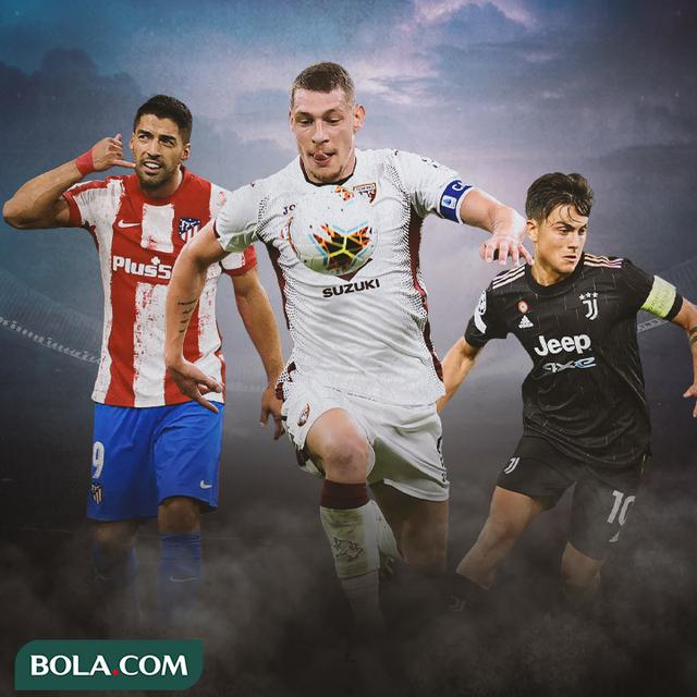 Ilustrasi - Luis Suarez, Andrea Belotti, Paulo Dybala