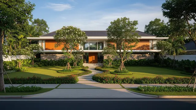 Gambar Rumah dengan Posisi Bangunan Mundur dari Jalan