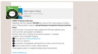 Cek Fakta Tidak Benar Dapat Bantuan Prakerja Sebesar Rp 600 Ribu Dengan Cara Ini Cek Fakta Liputan6 Com