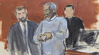 Ilustrasi sidang saat Sean Combs alias Diddy memberi simbol cinta pada keluarga di persidangan tanggal 12 Mei 2025. (Elizabeth Williams via AP)
