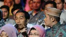  Jokowi memberikan komentarnya terkait ajang pencarian bakat di perhelatan Malam Puncak Putri Muslimah Indonesia 2014 di TMII, Jakarta, Rabu (28/5/2014) (Liputan 6.com/Andrian M Tunay)