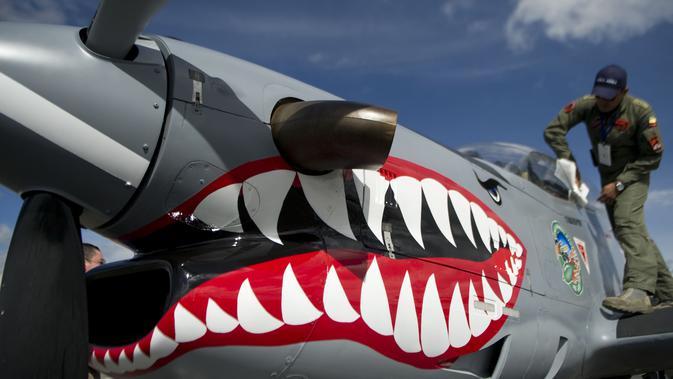 Pesawat Latih Tempur Super Tucano (AFP PHOTO/RAUL ARBOLEDA)