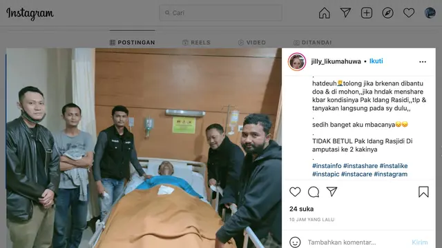 Unggahan Jilly Likumahuwa soal Idang Rasjidi. (Foto: Instagram @jilly_likumahuwa)