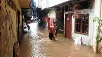 Banjir Jakarta akibat air kiriman dari Bogor, Jawa Barat. (Liputan6.com/Ady Anugrahadi)