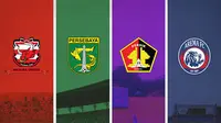Ilustrasi - Klub Jawa Timur: Madura United, Persebaya, Persik, Arema FC (Bola.com/Adreanus Titus)