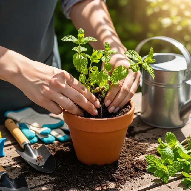 Menanam Daun Mint di Pot
