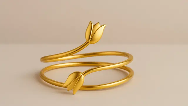Desain Gelang Lilit Emas Motif Bunga 24 Karat Terbaru 2025/AI