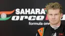 Nico Hulkenberg, pria Jerman yang kerap tampil dengan rambut tertata dan pembawaan yang elegan, dirinya merupakan pebalap dari tim Force India. (EPA/Valdrin Xhemaj)