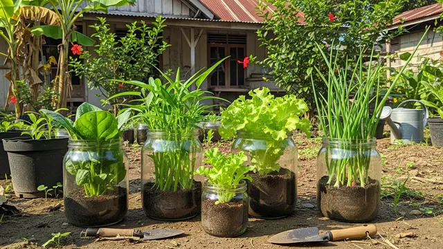 Cara Membuat Kebun Mini dari Toples Kue Bekas