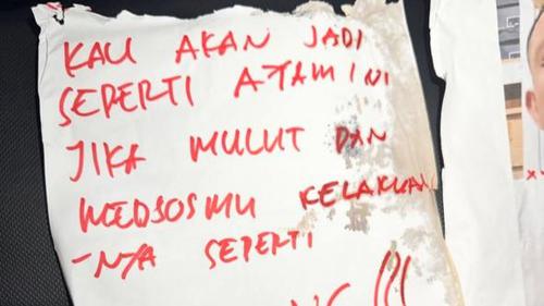 Salah satu surat berisi ancaman teror ke influencer DJ Donny.