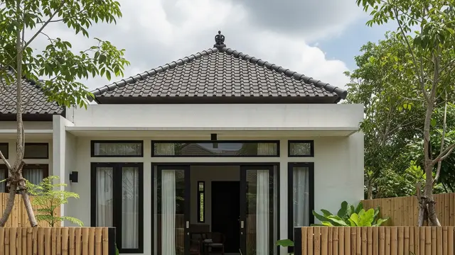 9 Ide Pagar Bambu dengan Taman dan Jalan Setapak Batu Alam, Estetika Alami