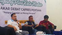 Diskusi itu dengan judul "Menakar Debat Capres Pertama, Perang Gagasan vs Perang Personal".