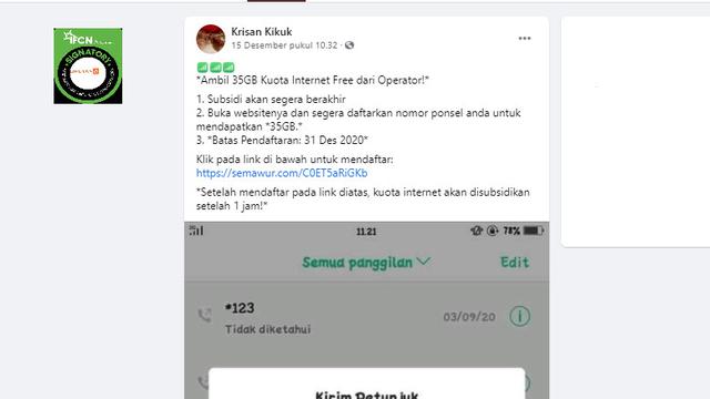 Cek Fakta Hoaks Cara Memperoleh Subsidi Kuota Sampai 31 Desember Beredar Di Facebook Cek Fakta Liputan6 Com