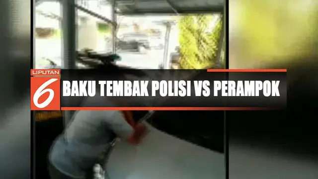 Detik-Detik Baku Tembak Polisi dengan Perampok di Lampung Terekam Video Amatir