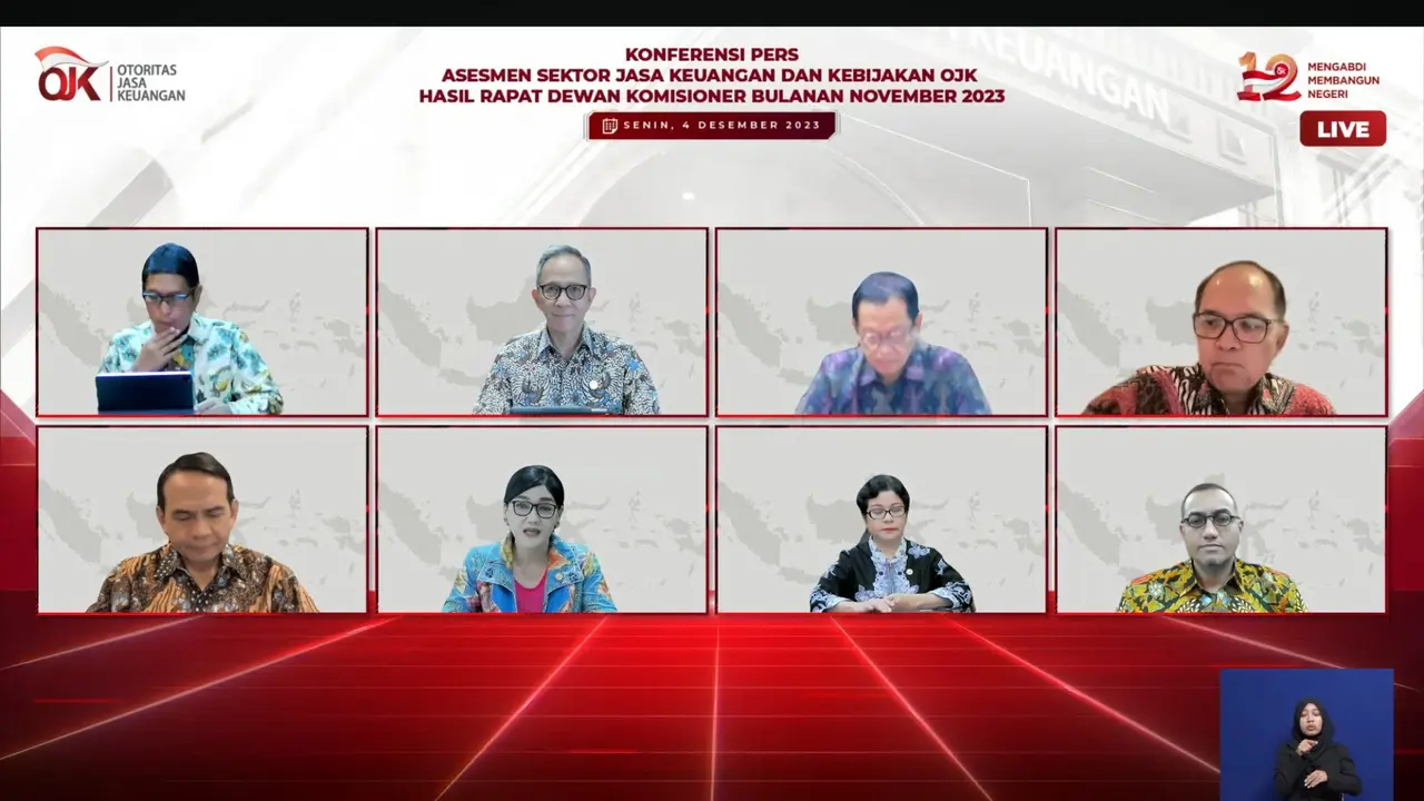 RDK Bulanan Otoritas Jasa Keuangan (OJK ) bulan November 2023 yang berlangsung secara virtual, Senin (4/12/2023). (Tira/Liputan6.com)