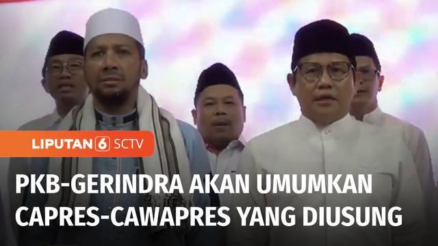 Ketua Umum PKB, Muhaimin Iskandar atau Cak Imin memastikan PKB akan segera mengumumkan capres dan cawapres yang akan diusung bersama Partai Gerindra pada Pilpres 2024.