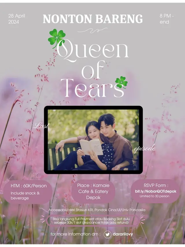 7 Potret Pamflet Nobar Queen of Tears di Berbagai Kota, Ajak Nangis Bareng