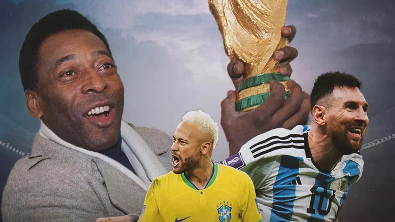 Ilustrasi - Pele, Neymar dan Lionel Messi
