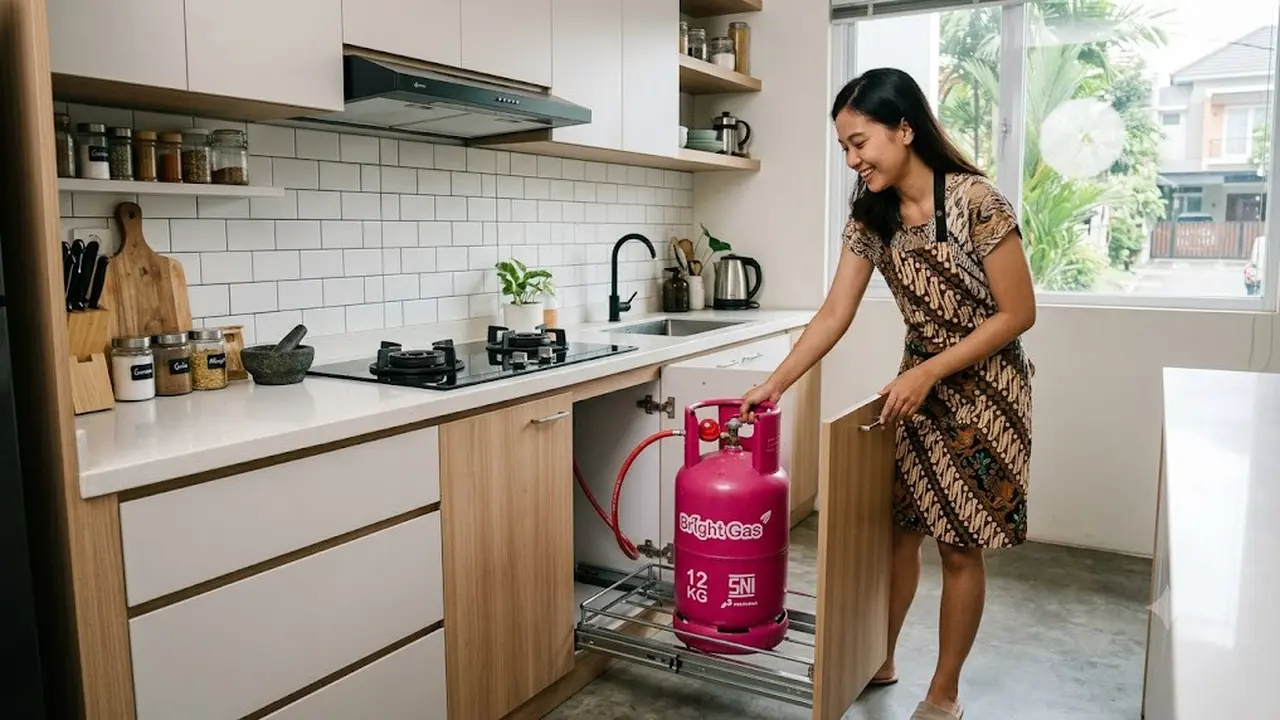 Model Dapur dengan Rak Gas Tarik Minimalis